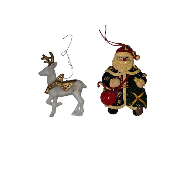 Christmas Lot of 9 Mixed Media Ornaments - Santa Reindeer Angel - Picture 5 of 6